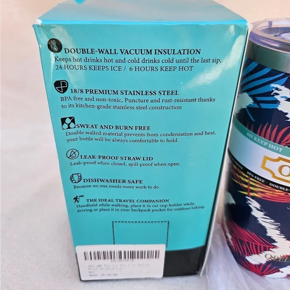 Oeelinn 20oz Tropical Print Insulated Beverage Tumbler